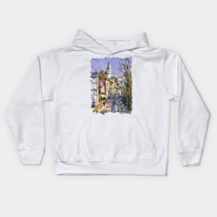 Quiet Street in Montmartre - Rue de L'abreuvoir Kids Hoodie